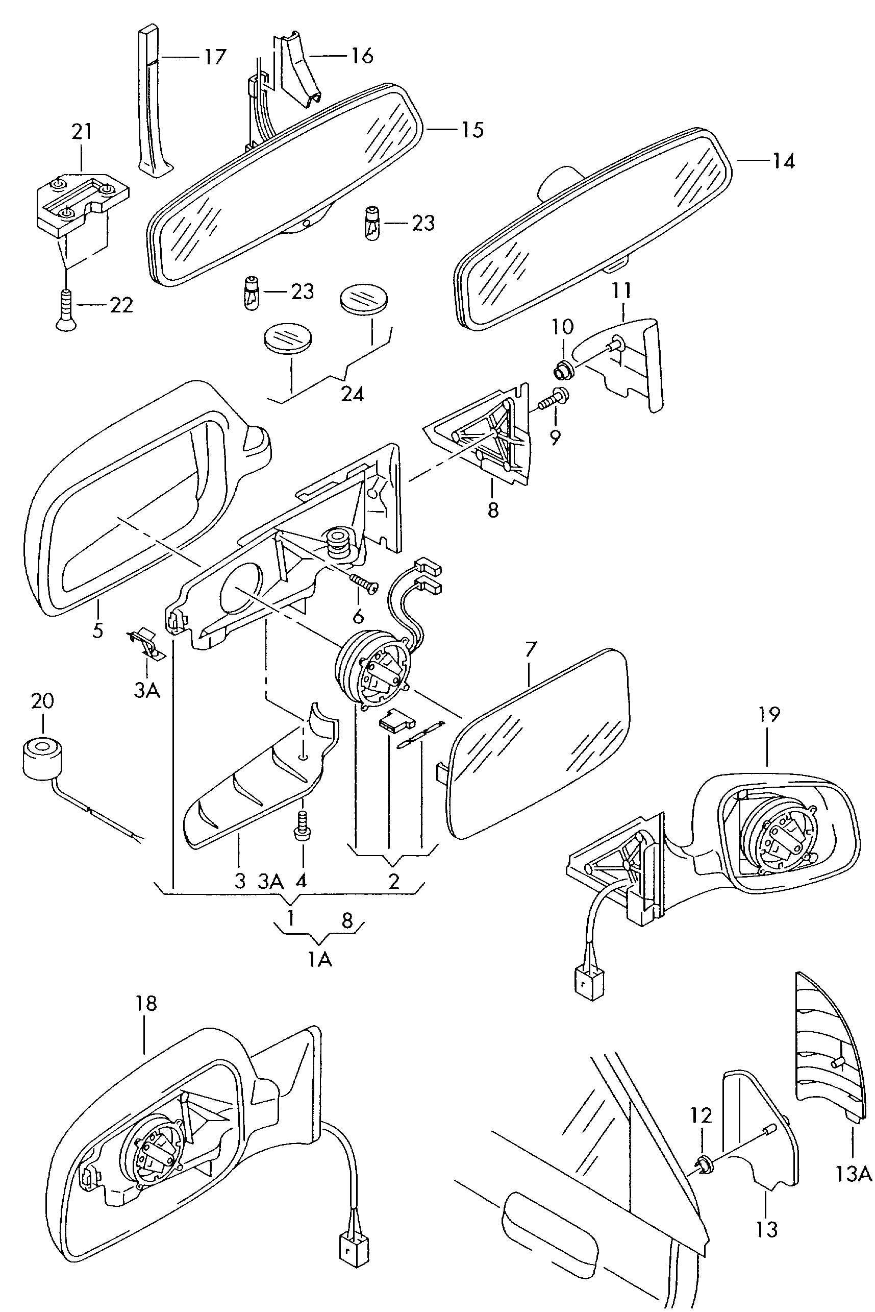 VW 4B0 857 535 - Стъкло на огледало, външно огледало vvparts.bg