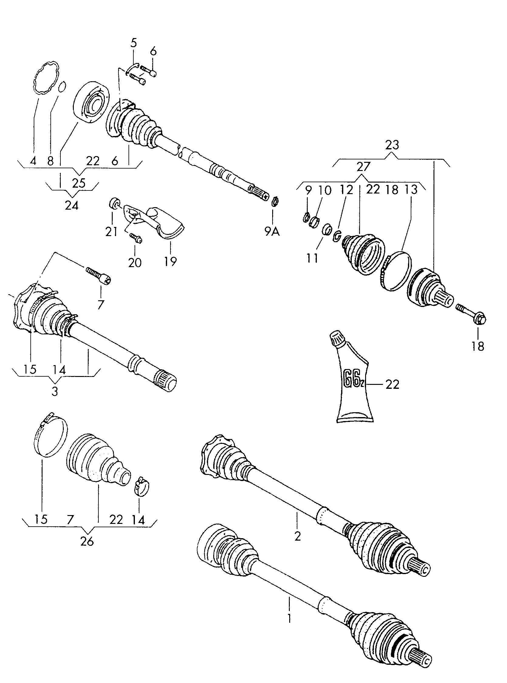 Skoda 8D0 498 103 A - Каре комплект, полуоска vvparts.bg