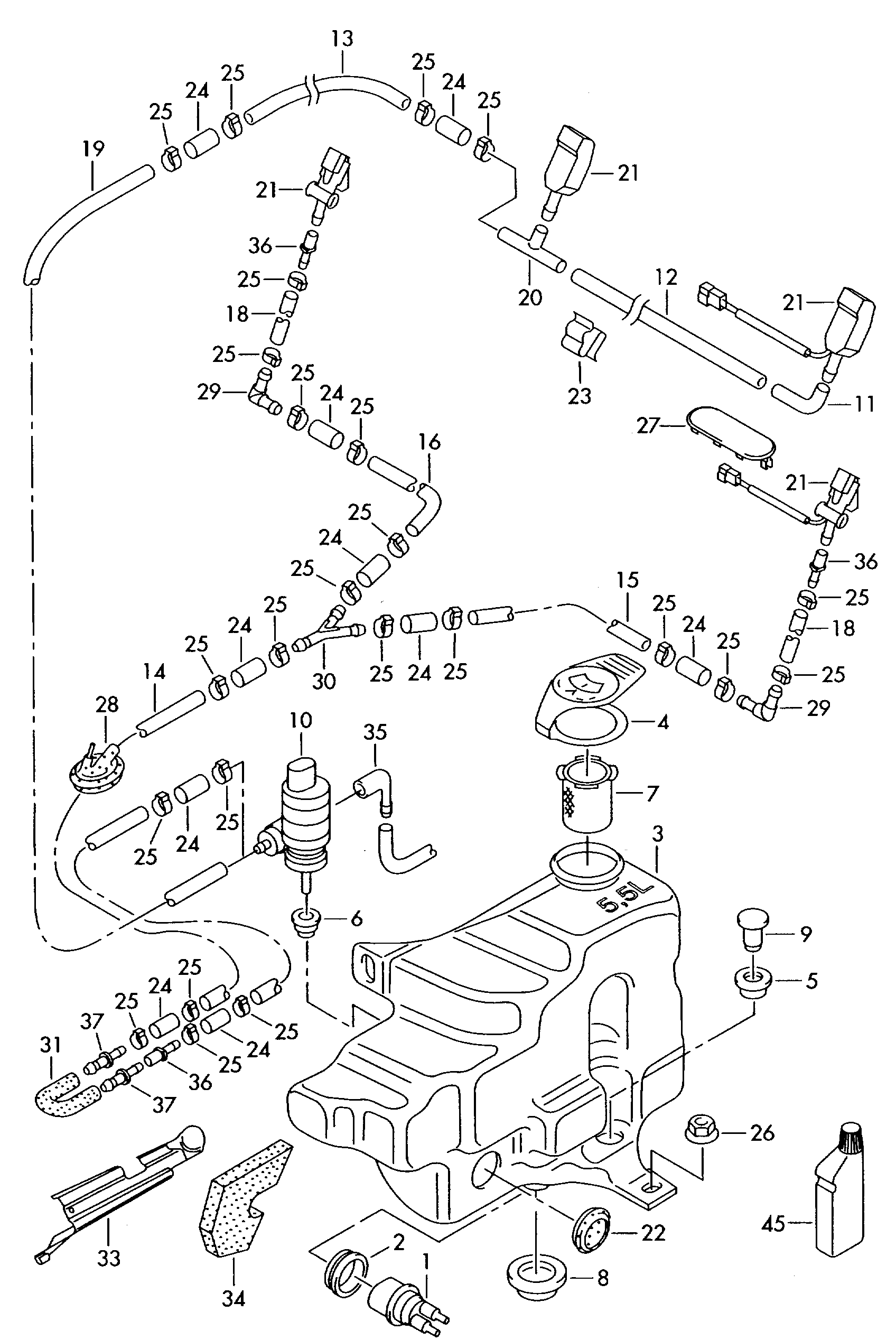 VAG 8E0955465A - Воден резервоар миещо устр., миене на стъклата vvparts.bg