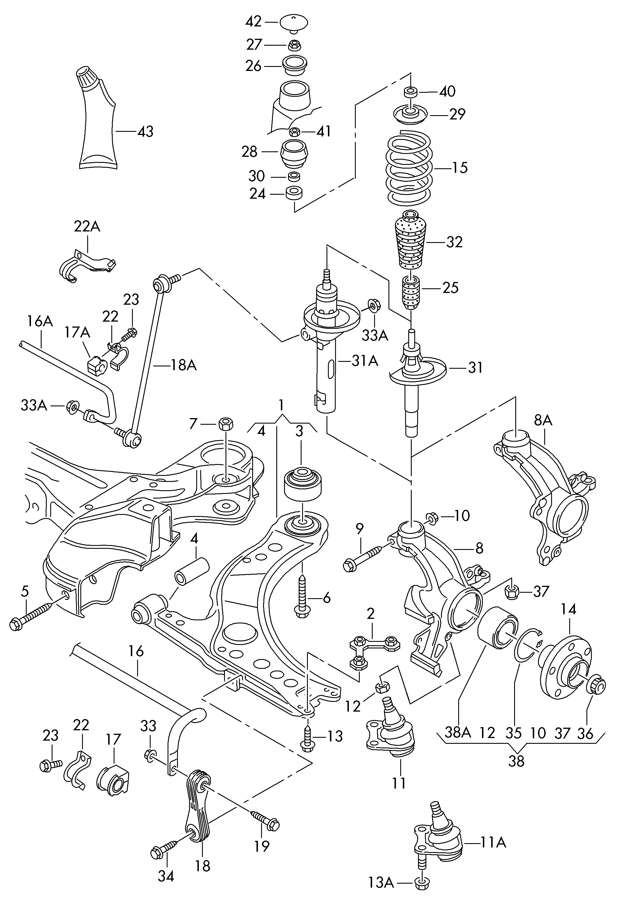 VAG 1J0 413 031N - Амортисьор vvparts.bg