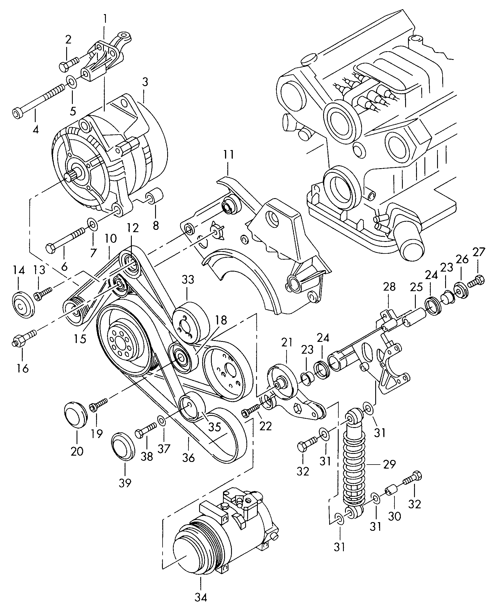 Seat 059145284 - Демпер (успокоител-трепт.вибр.), пистов ремък vvparts.bg