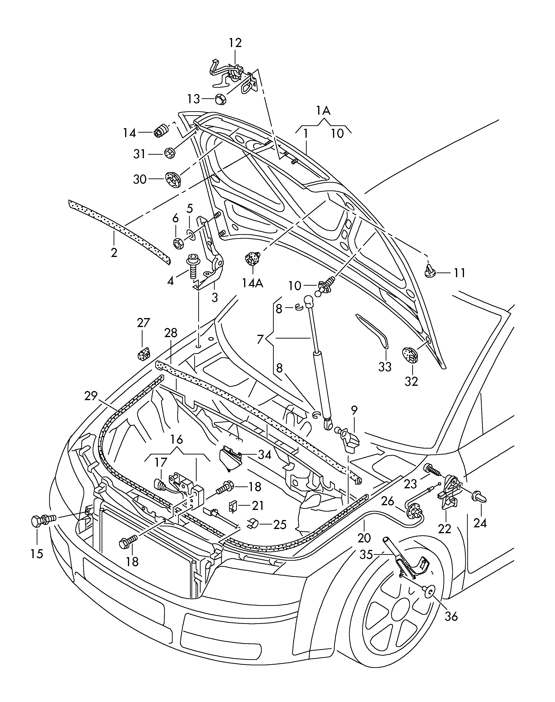 Seat 8E0 823 359 A - Газов амортисьор, капак на двигателя vvparts.bg