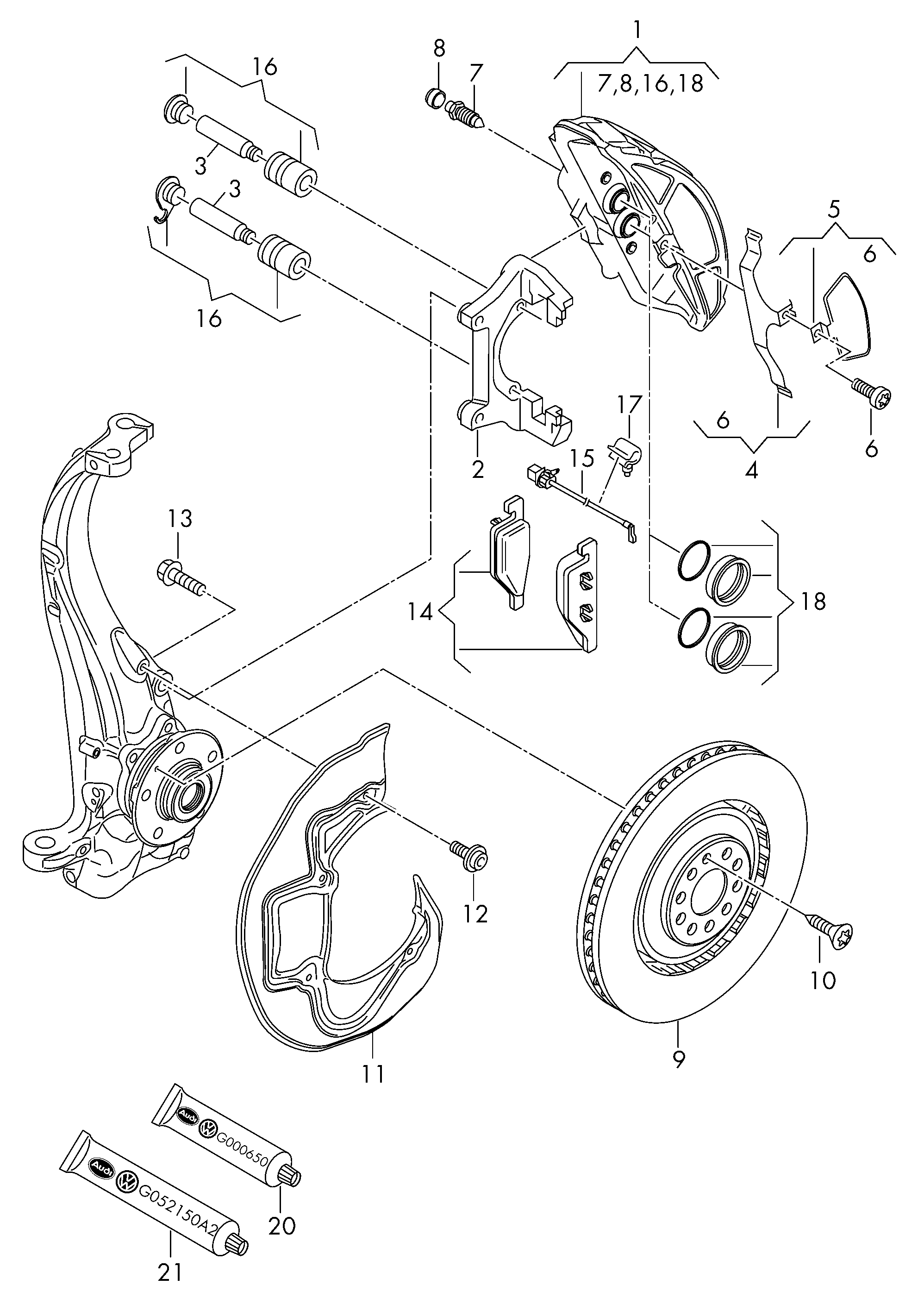 VW 4H0698151G - Комплект спирачно феродо, дискови спирачки vvparts.bg