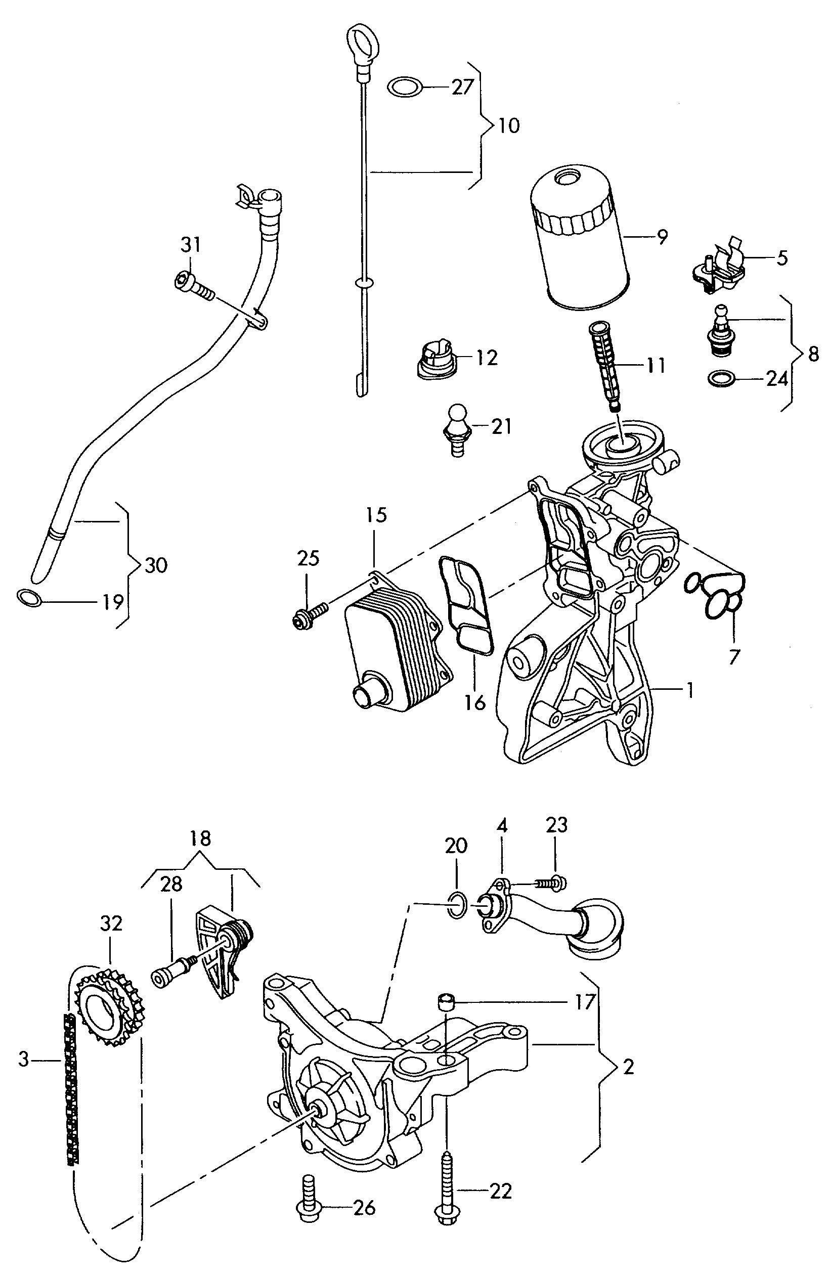 VAG 06H109507M - Комплект ангренажна верига vvparts.bg