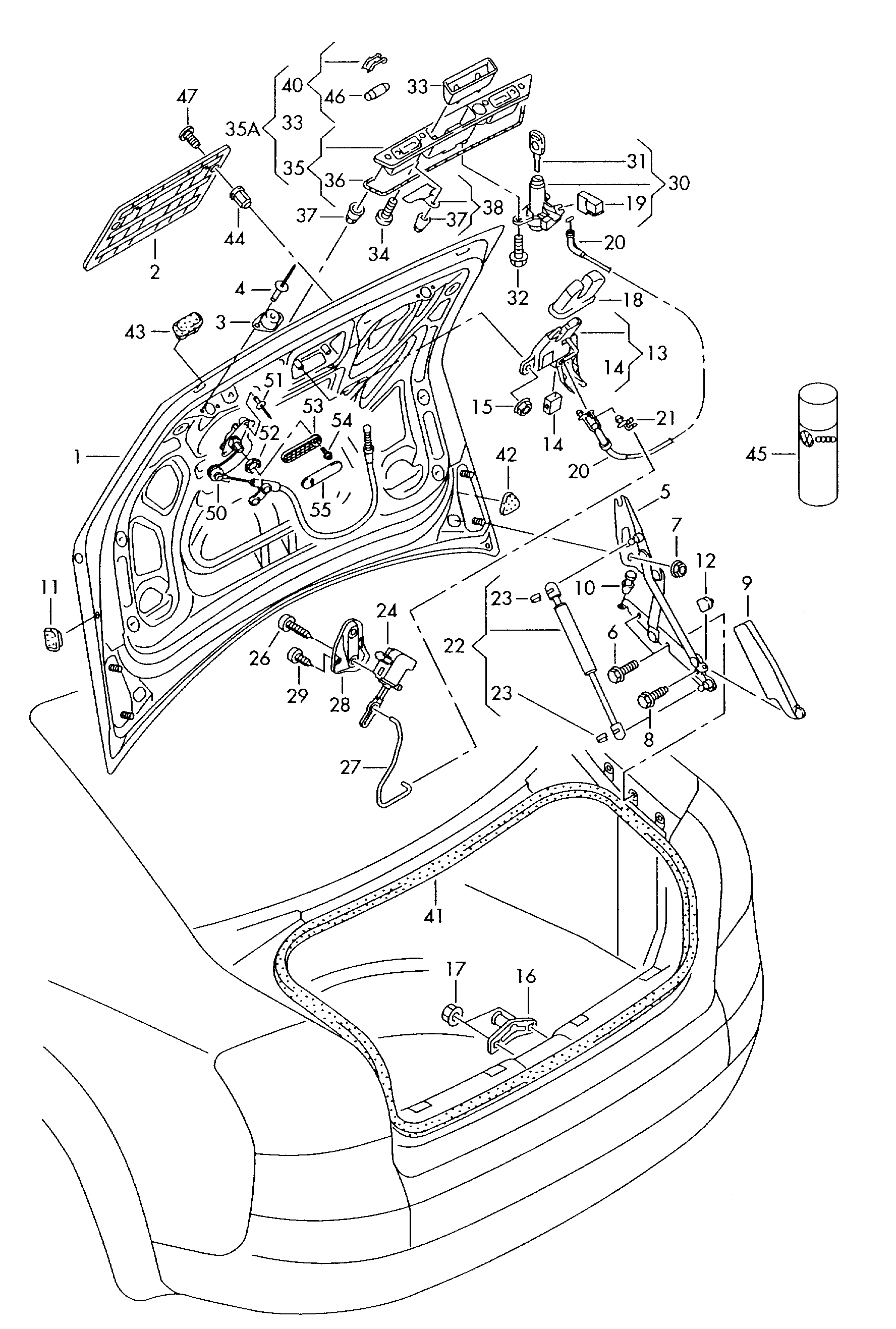 VW 4B5 827 552 G - Газов амортисьор, багажно / товарно пространство vvparts.bg