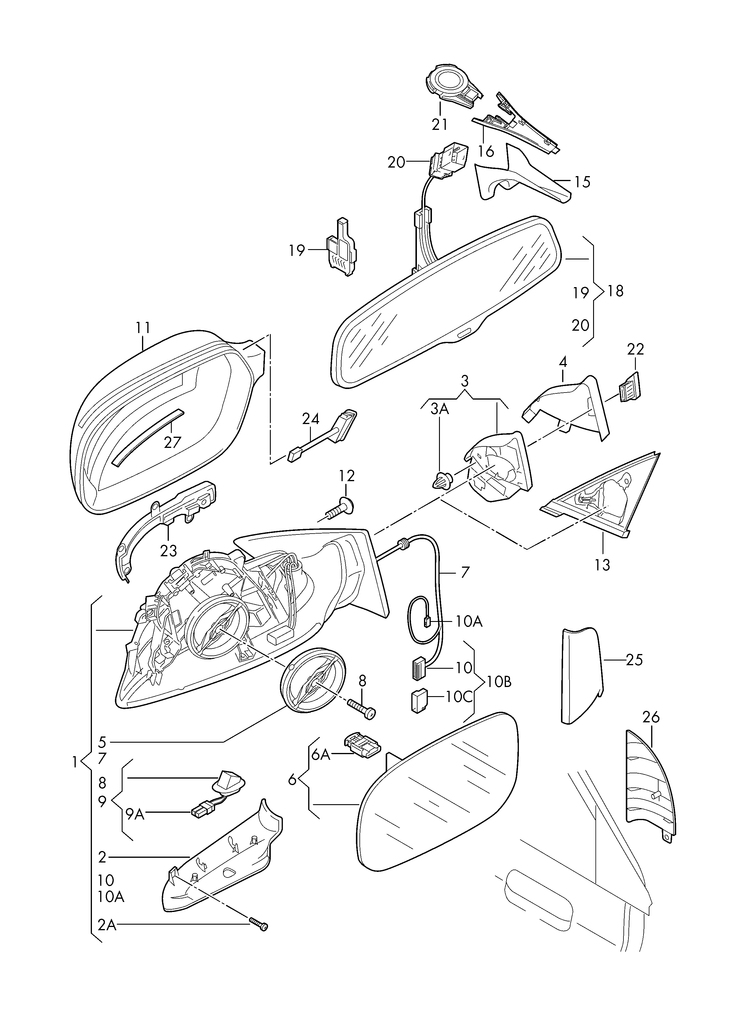 AUDI 4F0857535AF - Стъкло на огледало, външно огледало vvparts.bg