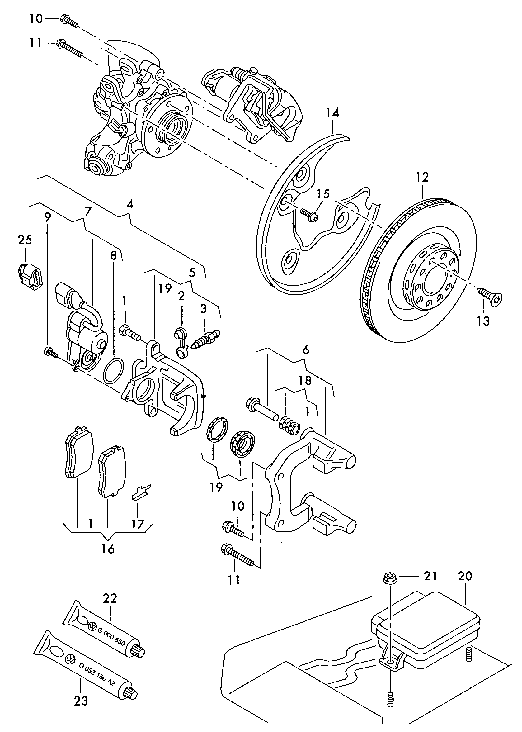 VW 3AA615425 - Комплект водещи втулки, спирачен апарат vvparts.bg