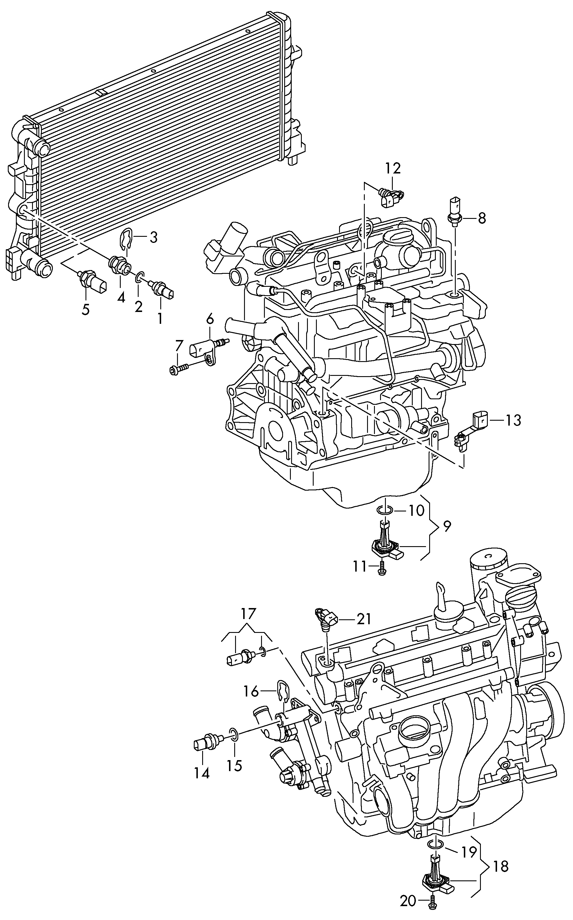 AUDI 6R0919501 - Датчик, температура на охладителната течност vvparts.bg