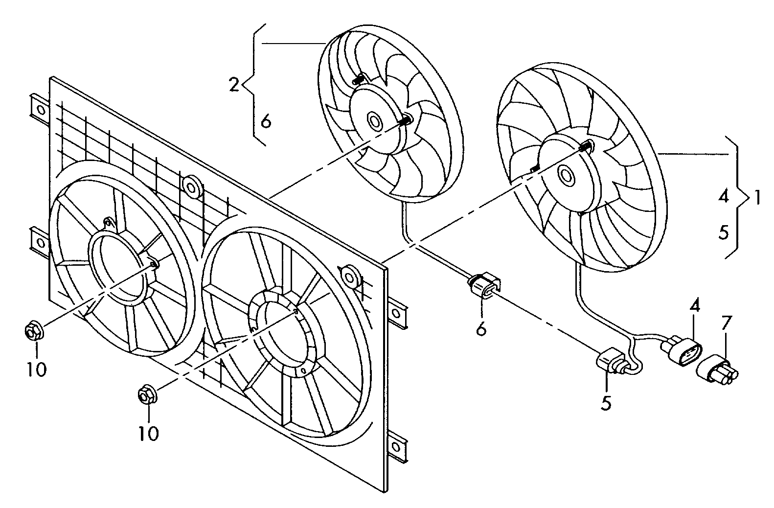 VW 1K0 998 455 - Вентилатор, охлаждане на двигателя vvparts.bg