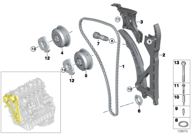 BMW 1136 7 524 954 - Болтове к-кт, зъбно колело (ангр. верига) vvparts.bg