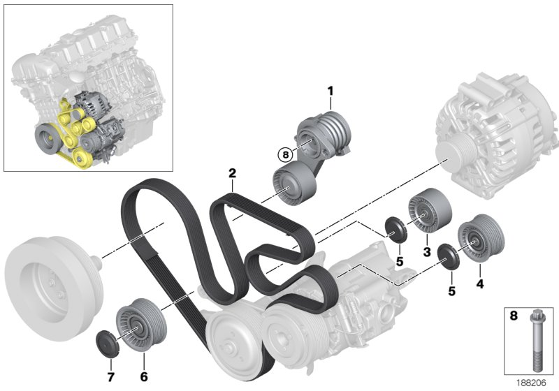 BMW 11 28 7 627 052 - Ремъчен обтегач, пистов ремък vvparts.bg