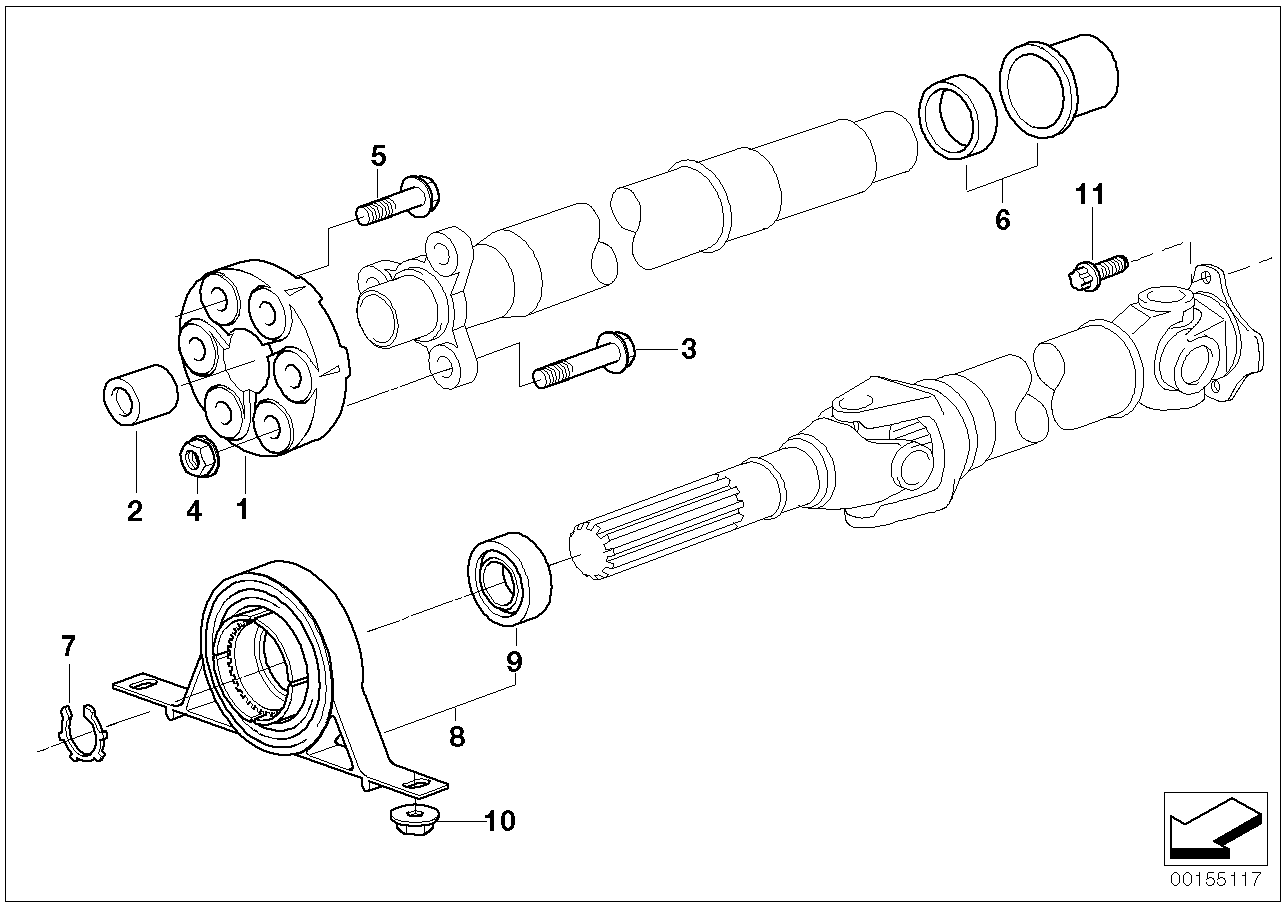 BMW 26 12 7 521 855 - Опора карданен вал vvparts.bg