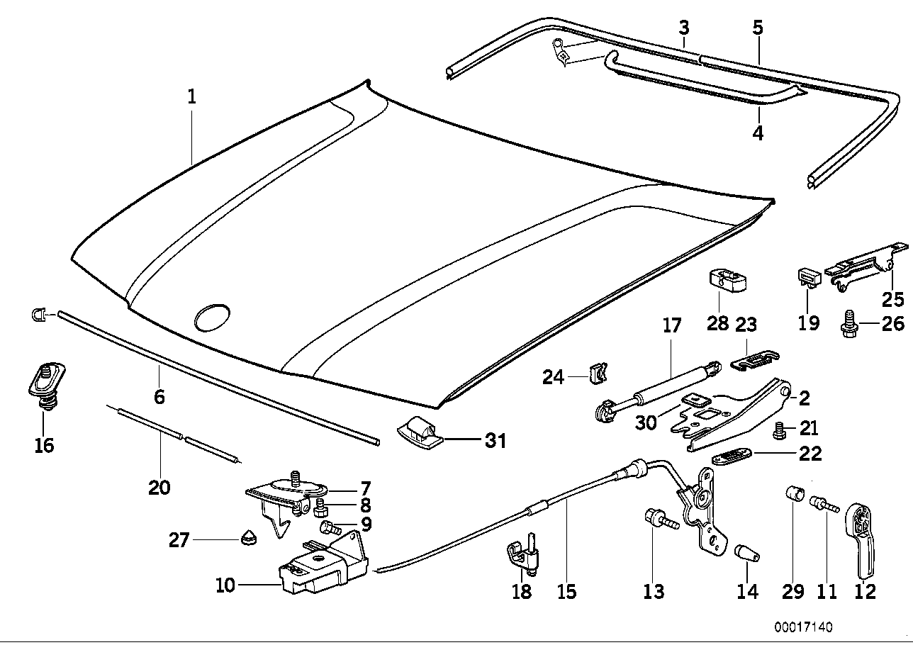 BMW 51231960852 - Газов амортисьор, капак на двигателя vvparts.bg