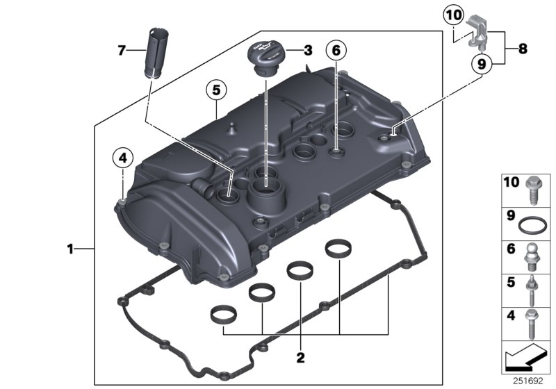 BMW 11 12 7 582 400 - Комплект гарнитури, капак на цилиндровата глава vvparts.bg