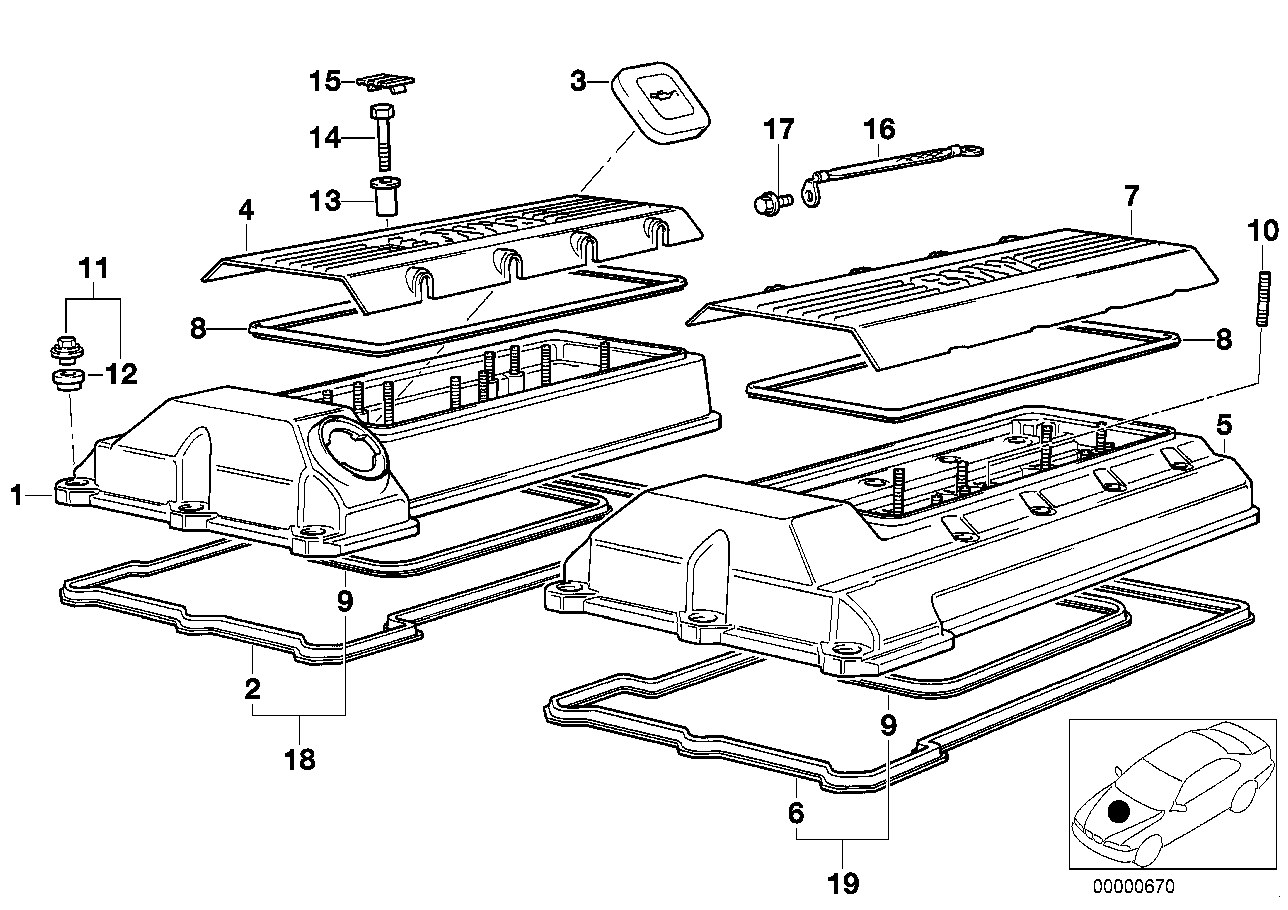 BMW 11 12 1 747 021 - Гарнитура, капак на цилиндрова глава vvparts.bg