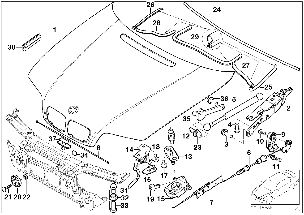 BMW 51238202688 - Газов амортисьор, капак на двигателя vvparts.bg