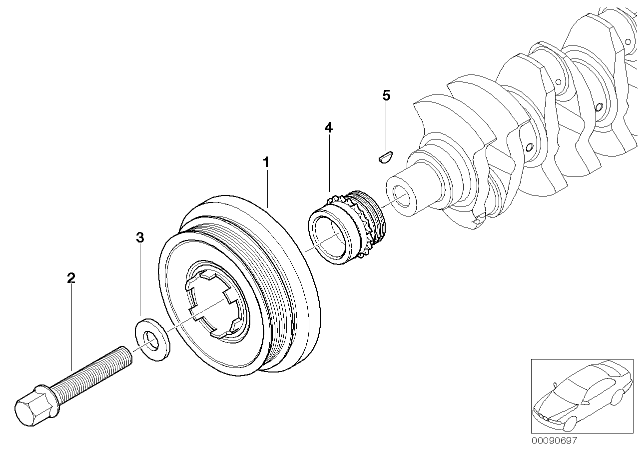 Mini 11 23 7 805 696 - Ремъчна шайба, колянов вал vvparts.bg