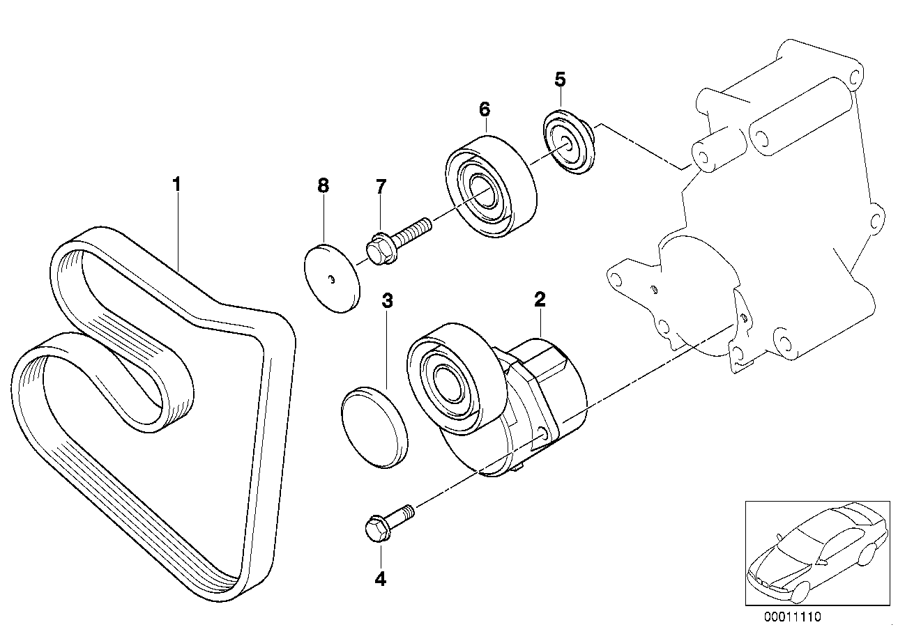 BMW 11 28 1 432 104 - Ремъчен обтегач, пистов ремък vvparts.bg