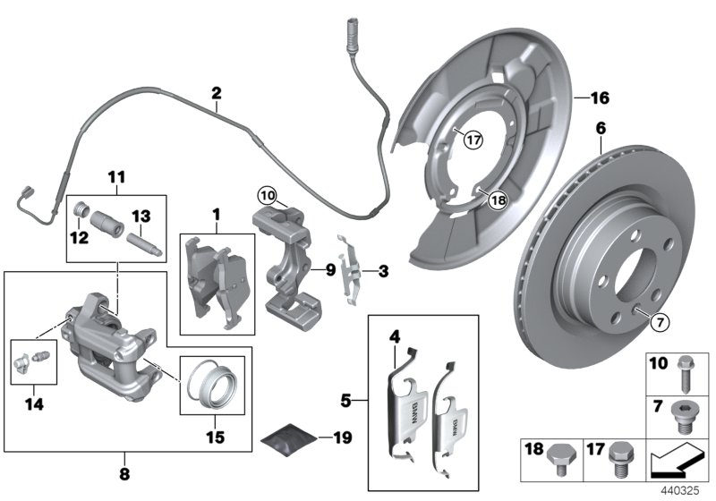 BMW 34216850860 - Комплект водещи втулки, спирачен апарат vvparts.bg