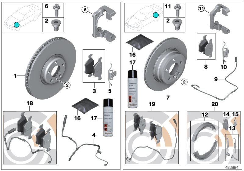 BMW 34212413128 - Service kit, repair kit, brake shoes vvparts.bg