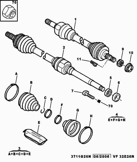 PEUGEOT 3272 FP - Каре комплект, полуоска vvparts.bg