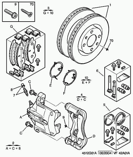 PEUGEOT 4253 42 - Комплект спирачно феродо, дискови спирачки vvparts.bg