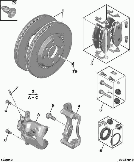 PEUGEOT 4253 72 - Комплект спирачно феродо, дискови спирачки vvparts.bg