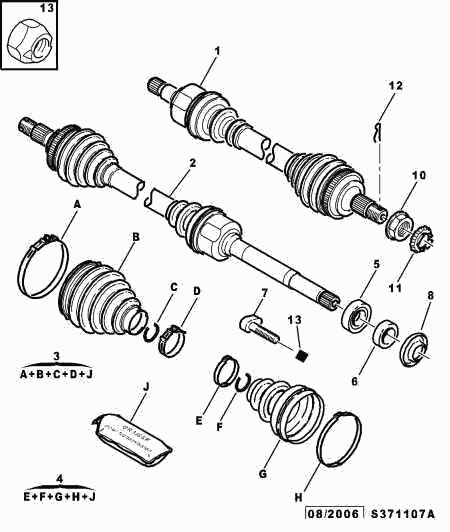 PEUGEOT 3272 1F - Полуоска vvparts.bg