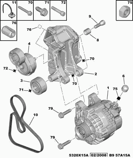 PEUGEOT (DF-PSA) 5750 RH - Пистов ремък vvparts.bg