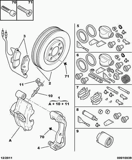 PEUGEOT 4448 82 - Комплект спирачно феродо, дискови спирачки vvparts.bg