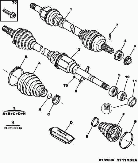 PEUGEOT 3287 A5 - Маншон, полуоска vvparts.bg