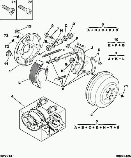 CITROËN 4241 K8 - Комплект спирачна челюст vvparts.bg