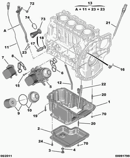 PEUGEOT 1104.36 - Комплект гарнитури, маслен радиатор vvparts.bg