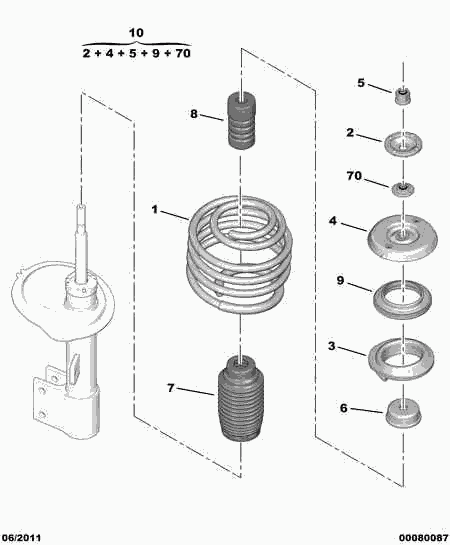 PEUGEOT 5033.85 - Ударен тампон, окачване (ресьори) vvparts.bg