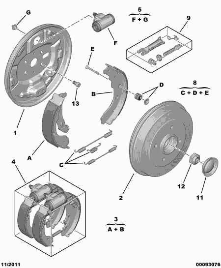 CITROËN 4241 N3 - Комплект спирачна челюст vvparts.bg