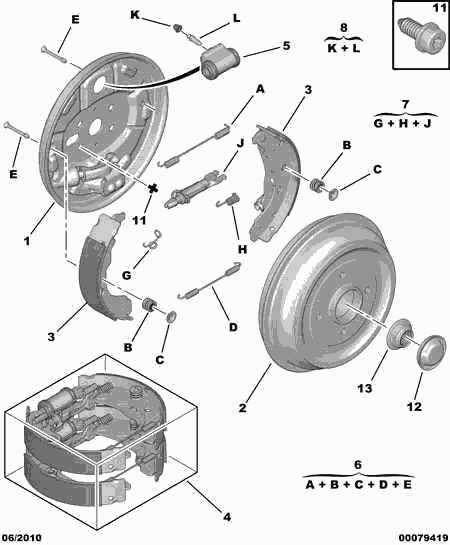 CITROËN 4242 45 - Комплект спирачна челюст vvparts.bg