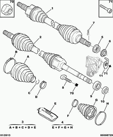 PEUGEOT 3273 EJ - Полуоска vvparts.bg