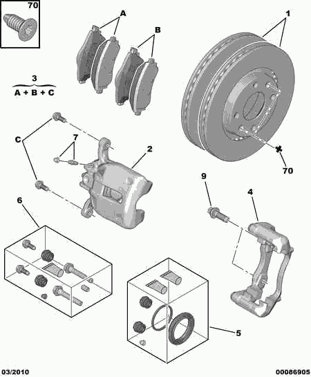 CITROËN/PEUGEOT 4439.51 - Бодещ болт (щифт), спирачен апарат vvparts.bg