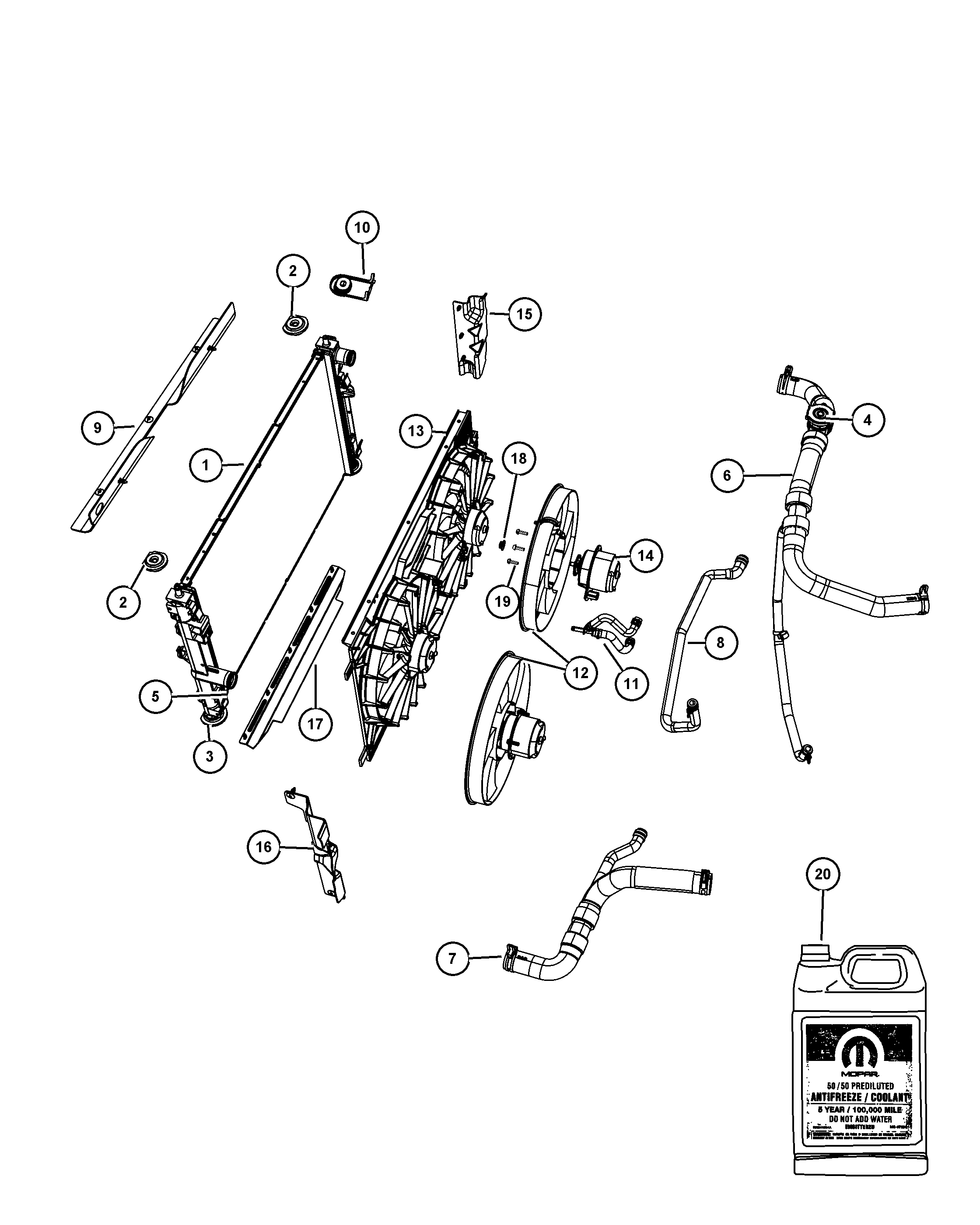 Dodge 68004 049AA - Радиатор, охлаждане на двигателя vvparts.bg