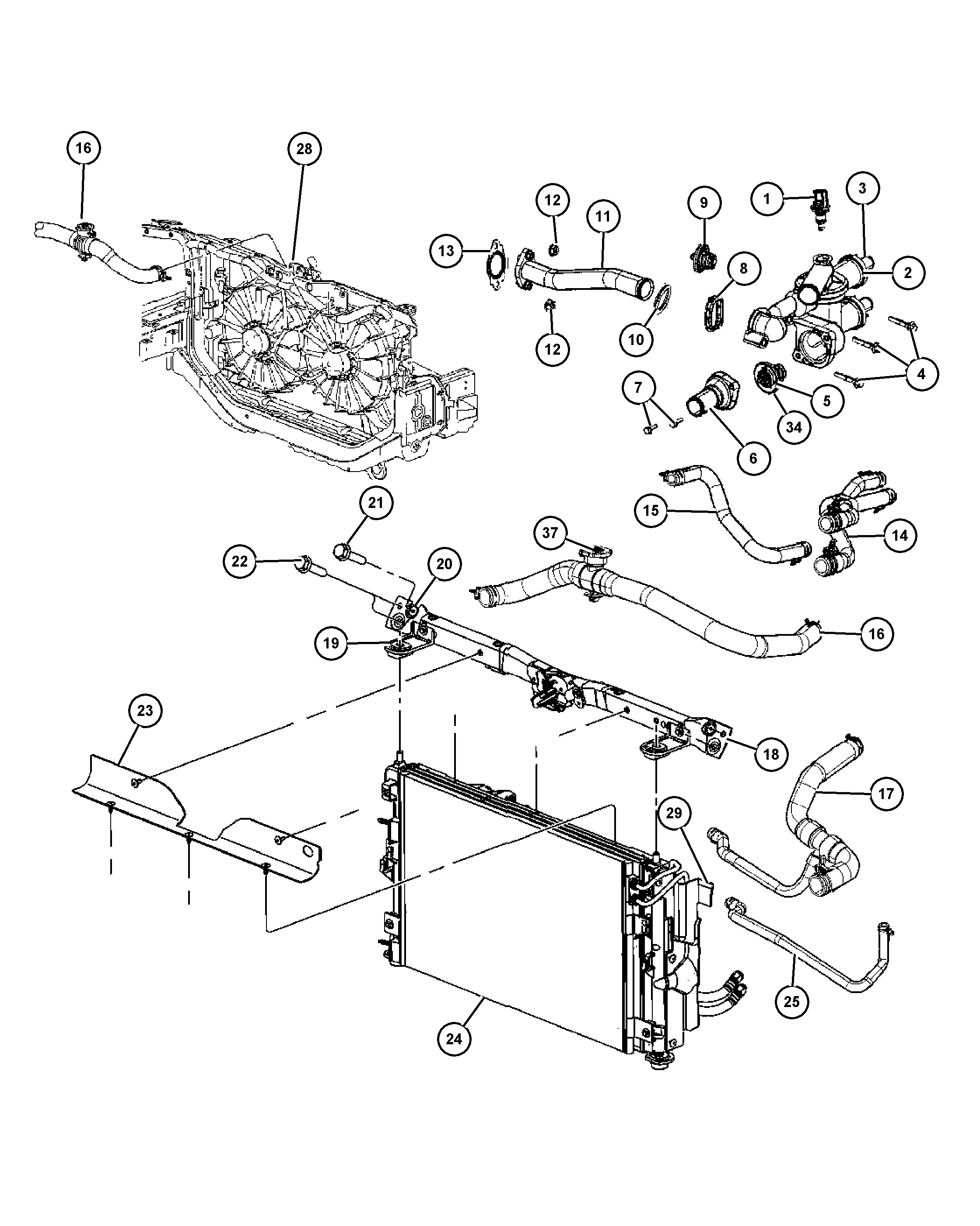 Dodge 5191 286AA - Радиатор, охлаждане на двигателя vvparts.bg