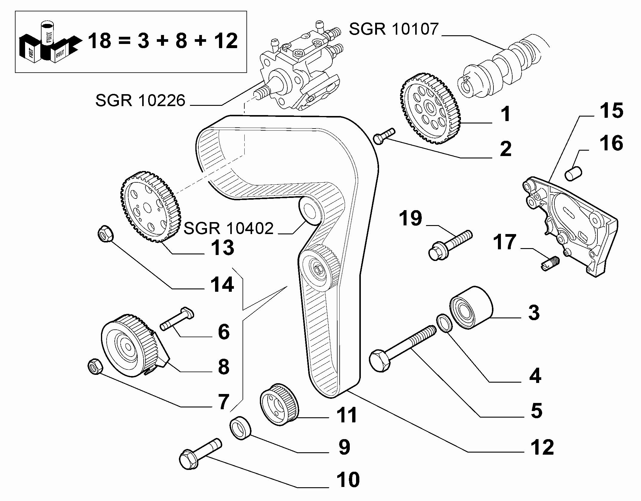 Opel 55238027 - Обтяжна ролка, ангренаж vvparts.bg