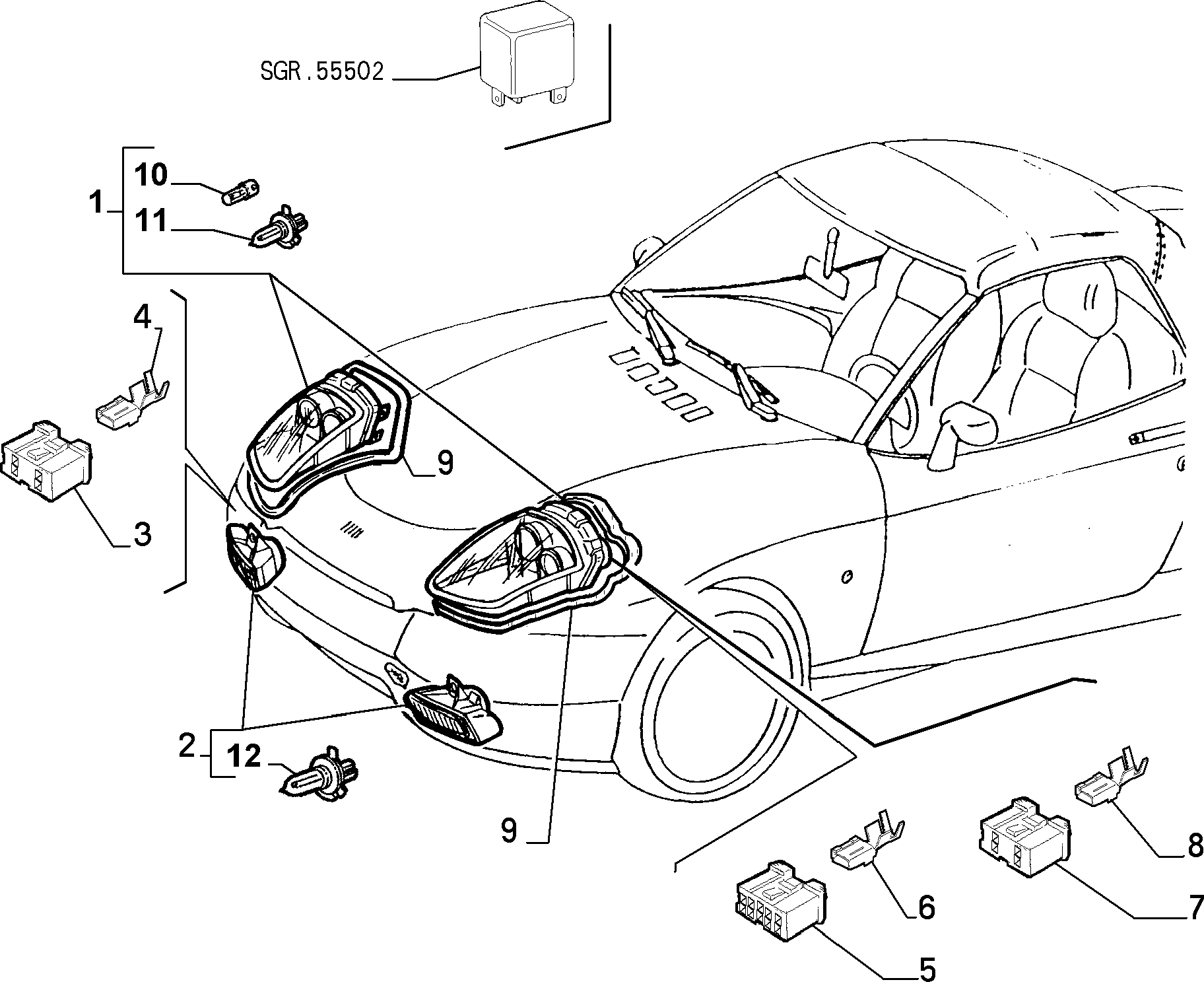 FIAT / LANCIA 14151090 - Крушка с нагреваема жичка, фар за осветяване при завиване vvparts.bg