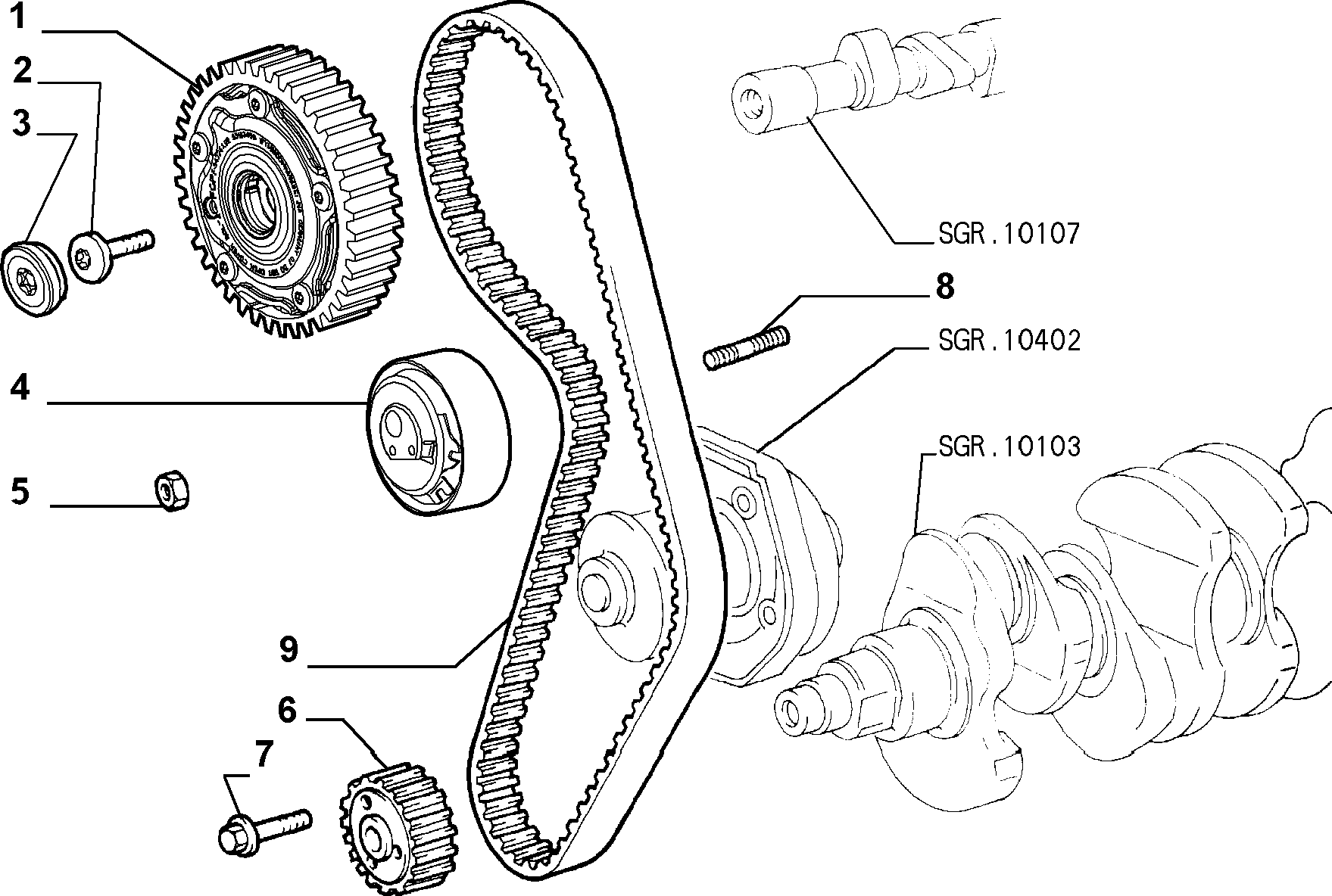 Alfa Romeo 55183446 - Водна помпа+ к-кт ангренажен ремък vvparts.bg