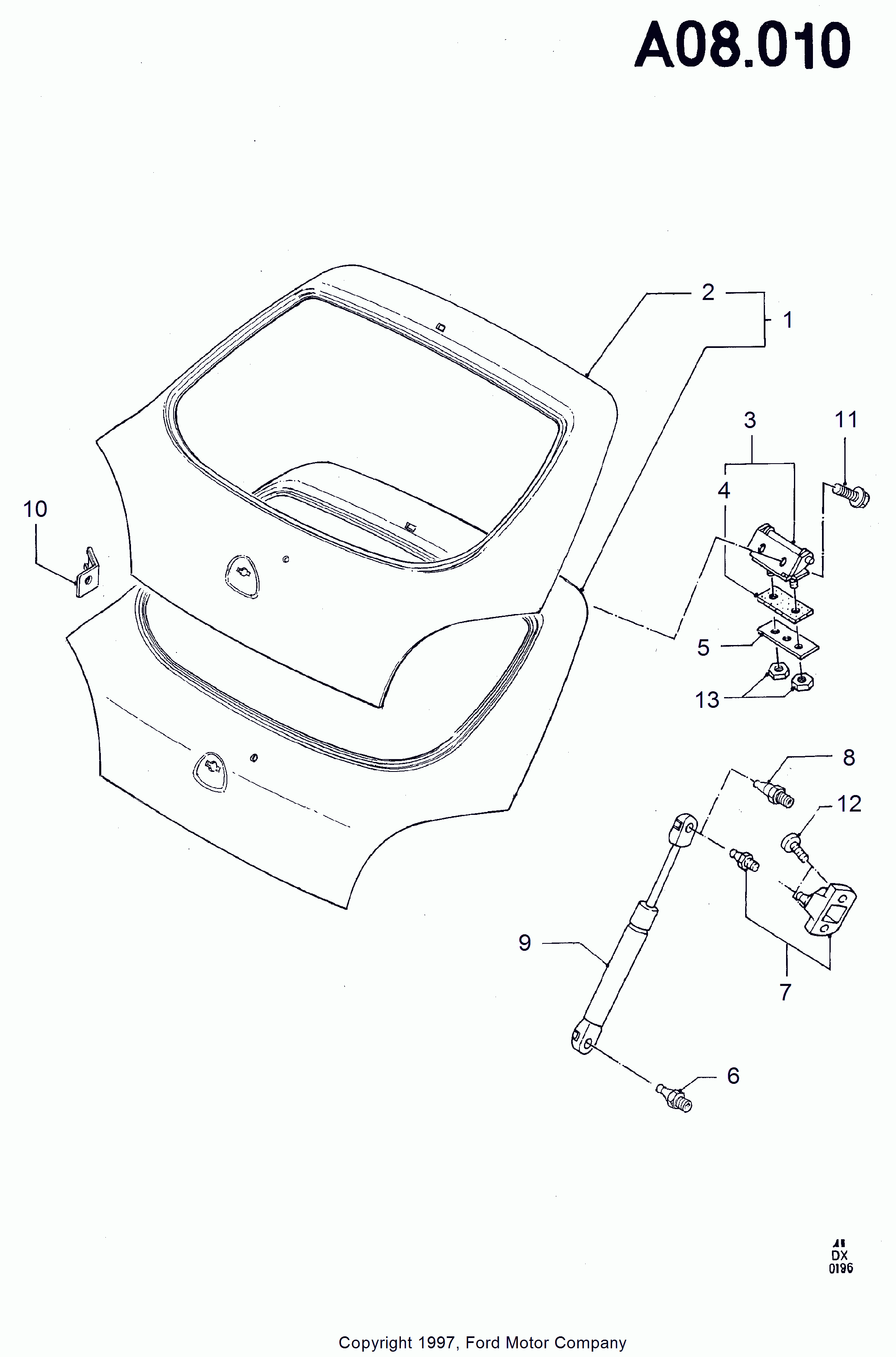 FORD USA 1008277 - Газов амортисьор, багажно / товарно пространство vvparts.bg