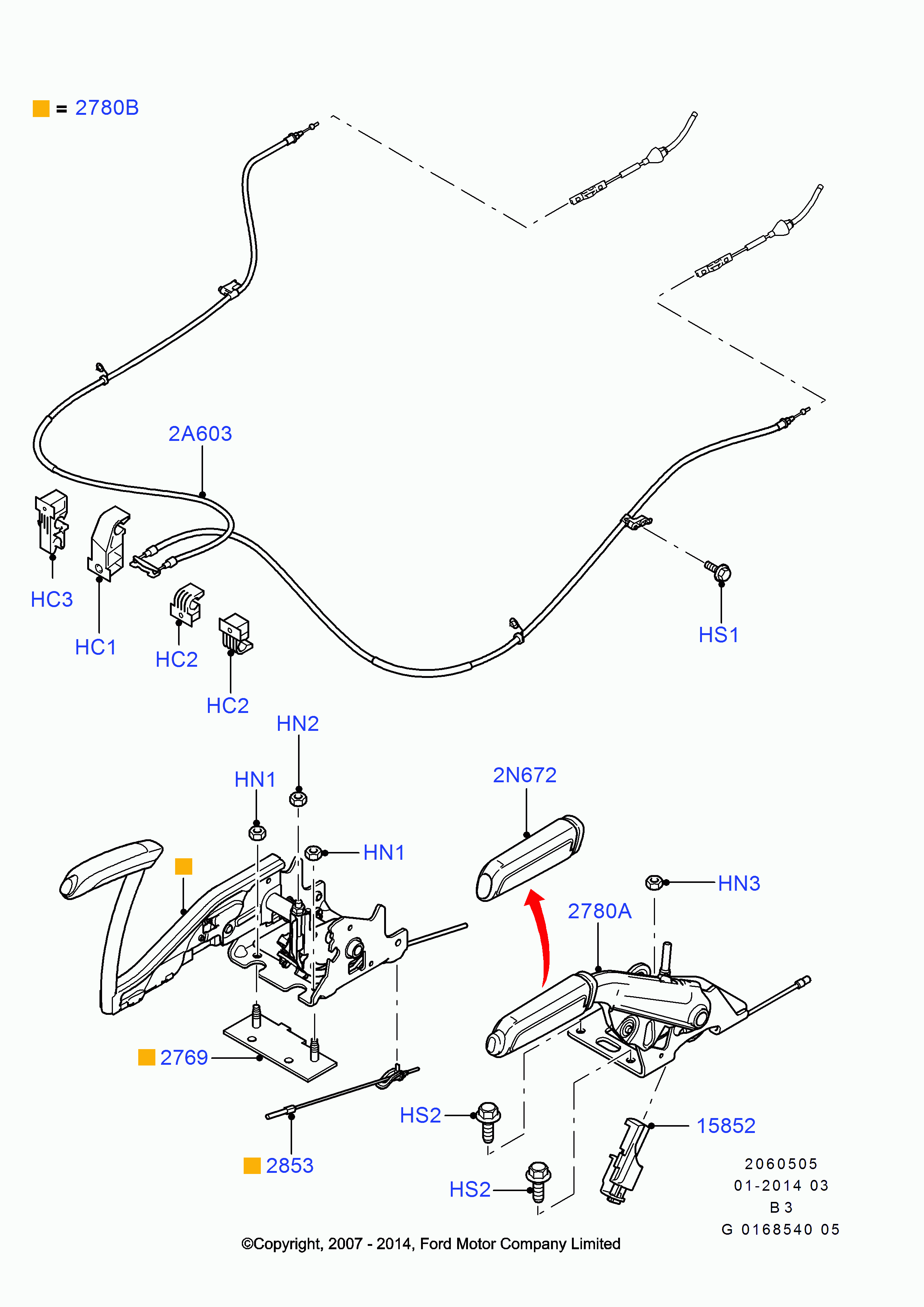 FORD 1676740 - Жило, ръчна спирачка vvparts.bg