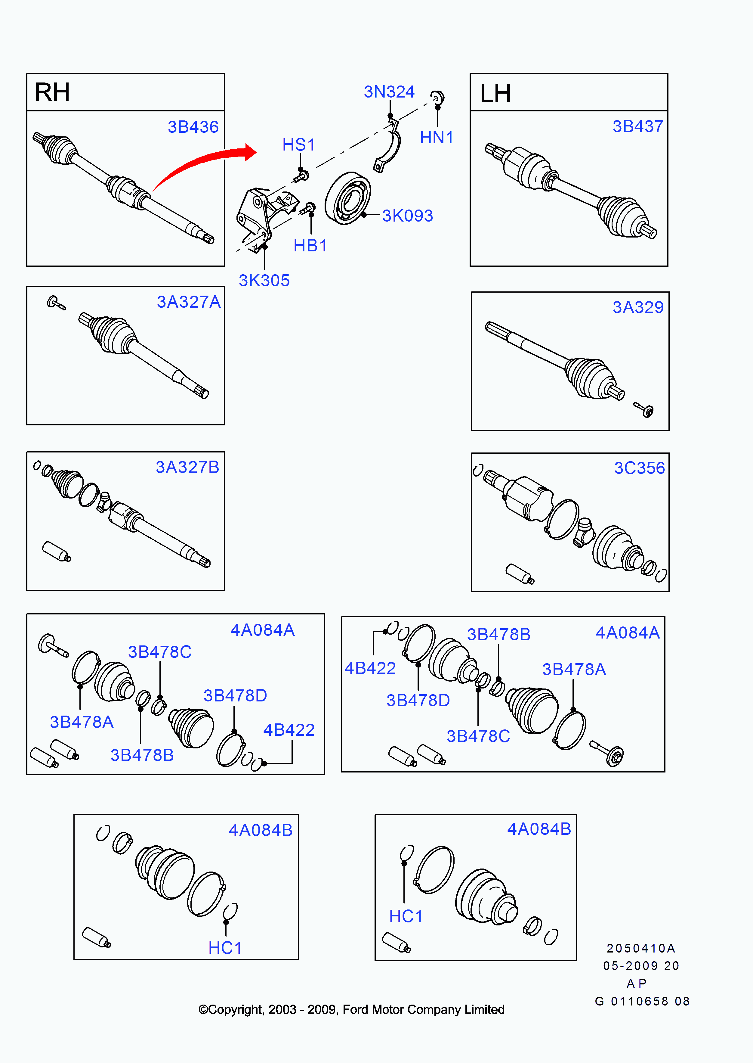 FORD 1722076 - Каре комплект, полуоска vvparts.bg