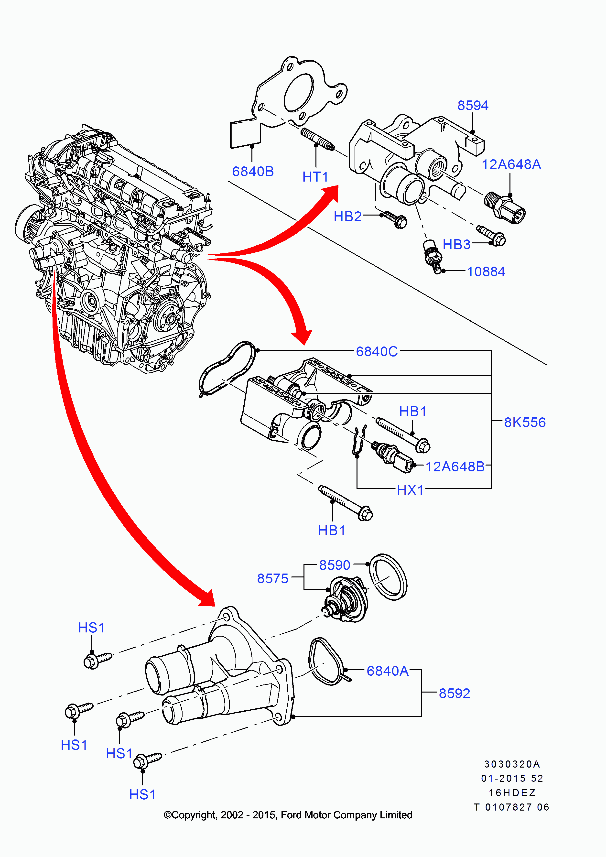 FORD 1 484 876 - Датчик, температура на охладителната течност vvparts.bg