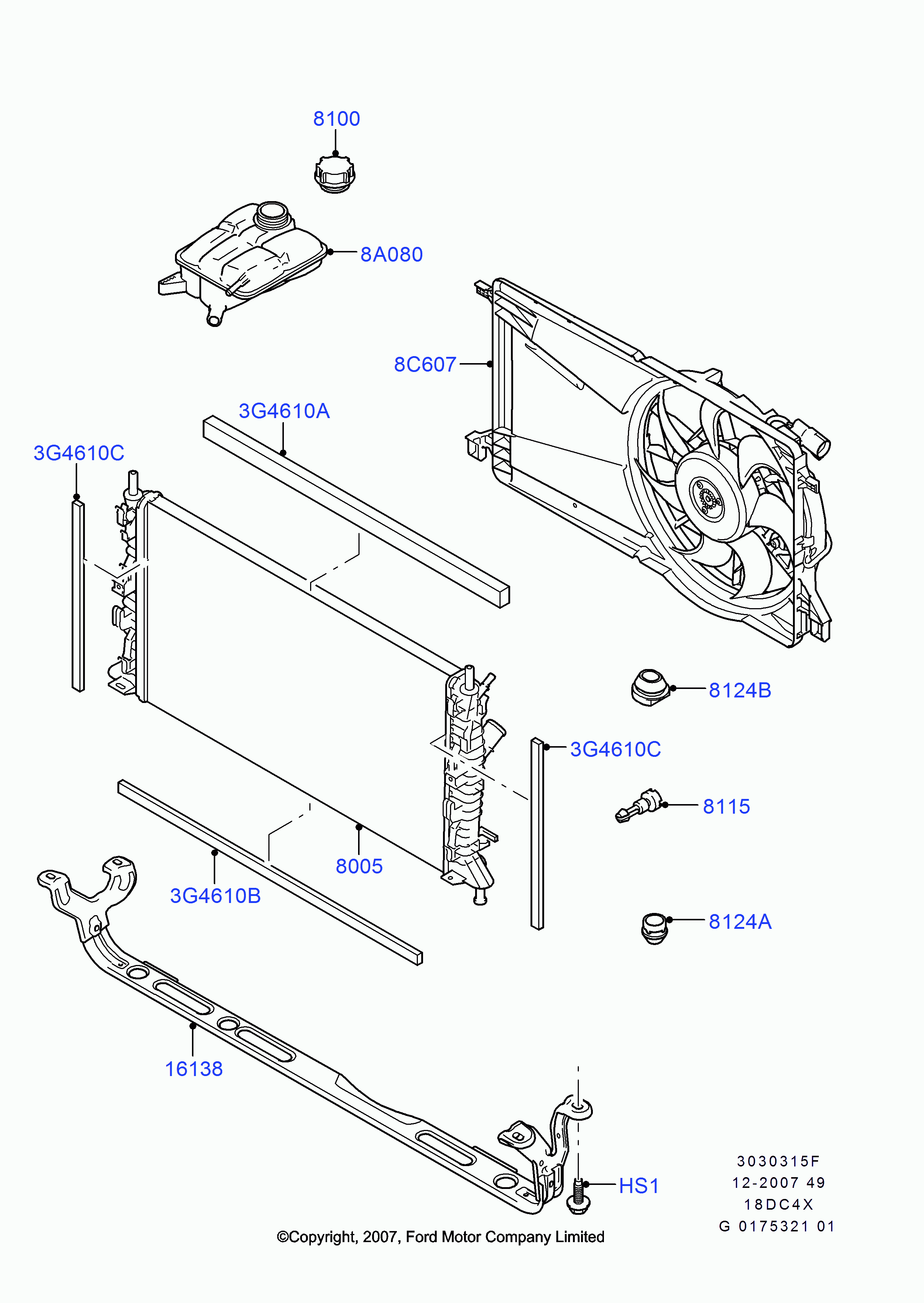 FORD (CHANGAN) 1357325 - Радиатор, охлаждане на двигателя vvparts.bg