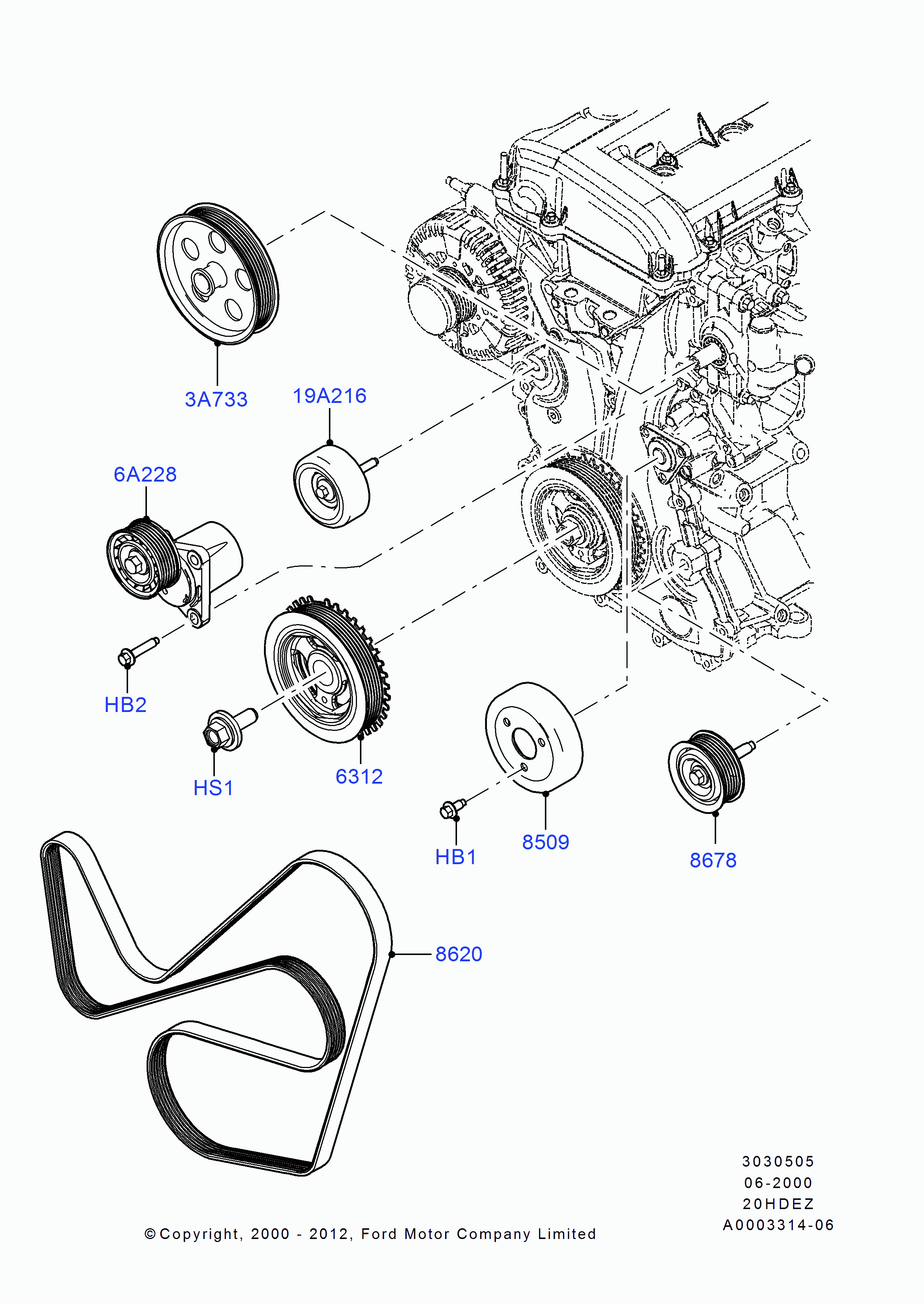 FORD 1073096 - Паразитна / водеща ролка, пистов ремък vvparts.bg