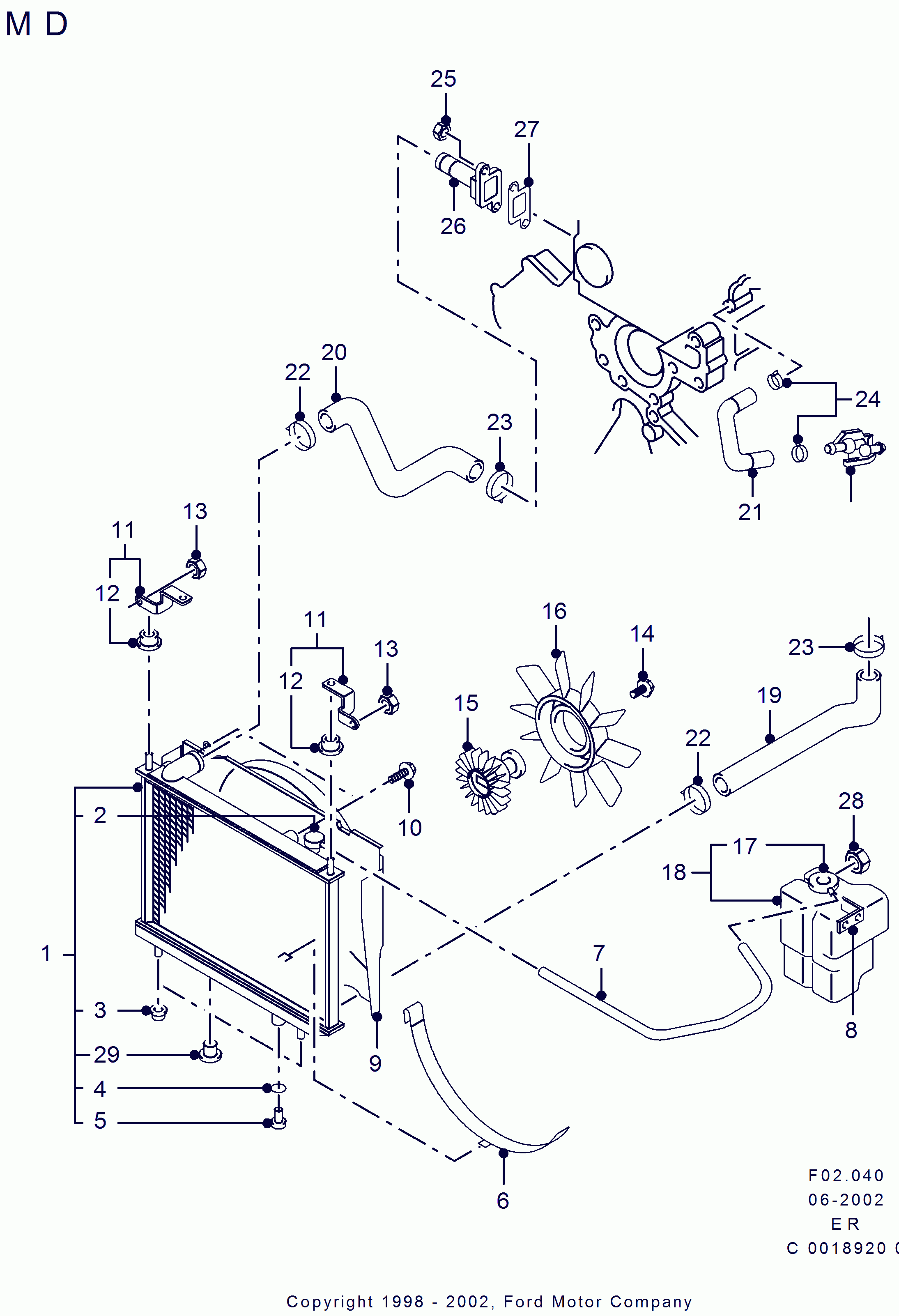 FORD 1 378 035 - Радиатор, охлаждане на двигателя vvparts.bg